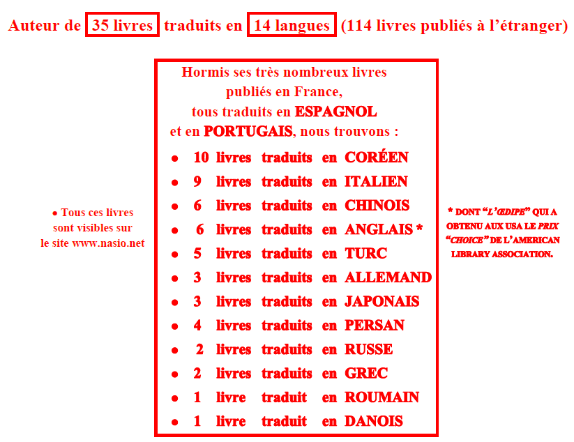 livres du Docteur Nasio publiés à l'étranger